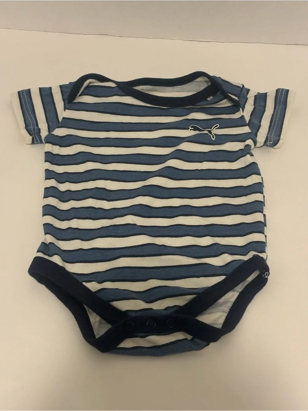 Puma Blue and White Striped & Solid Baby One-Piece Bodysuits - 2 Pack